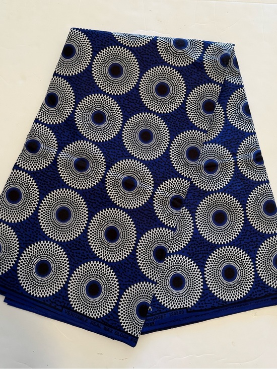 Other - Blue & White Circular Print Cotton Fabric